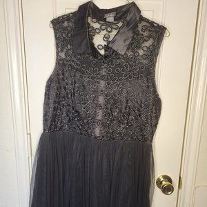 Dots black lace dress sleeveless size XL